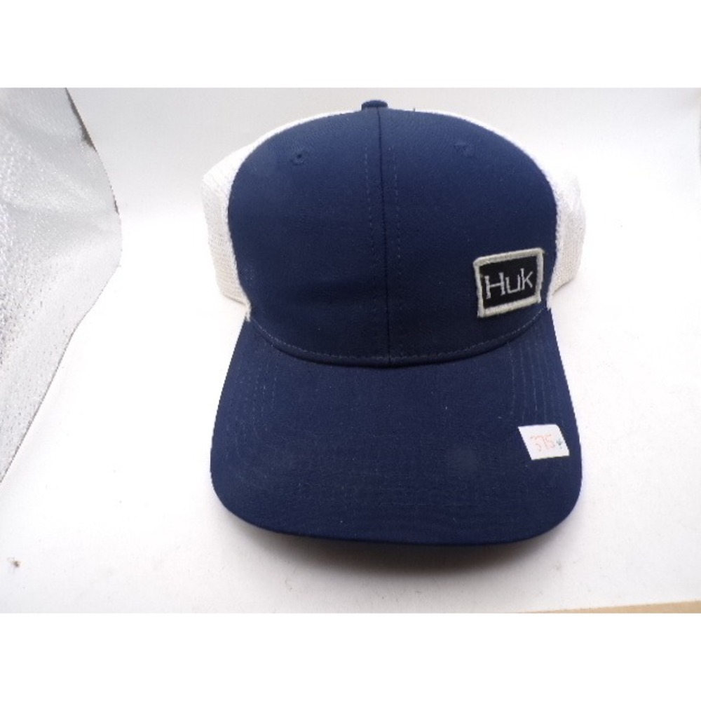 Huk Performance Fishing Trucker Hat Navy Blue White Mesh Snapback Cap OSFM